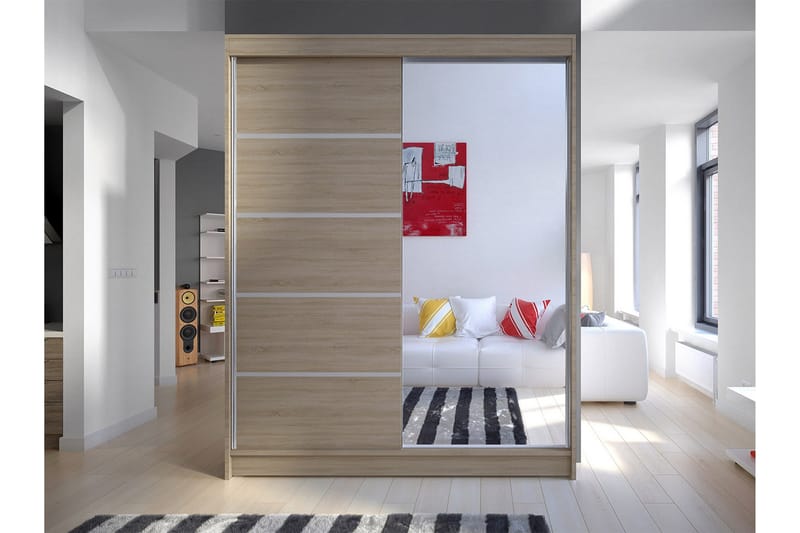 Pickering Garderobe med Speil 150x200 cm - Beige - Oppbevaring - Garderober & garderobesystem