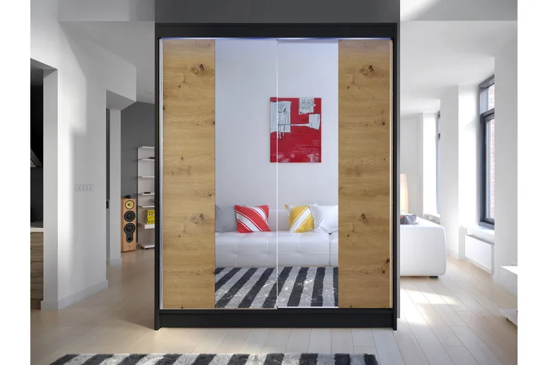 Pickering Garderobe Med Speil 150x200 cm - Brun - Oppbevaring - Garderober & garderobesystem