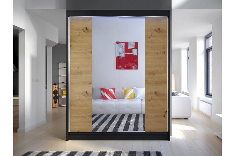 Pickering Garderobe Med Speil 150x200 cm - Brun - Oppbevaring - Garderober & garderobesystem