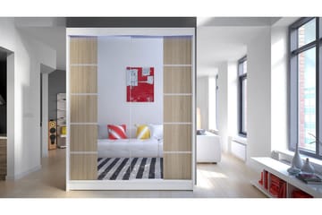 Pickering Garderobe med Speil 150x200 cm - Brun/Hvit - Oppbevaring - Garderober & garderobesystem