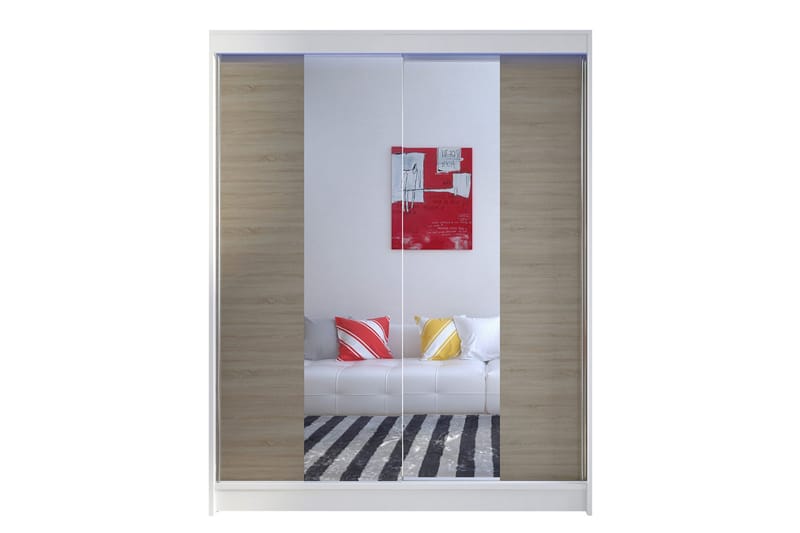 Pickering Garderobe med Speil 150x200 cm, Brun/Hvit