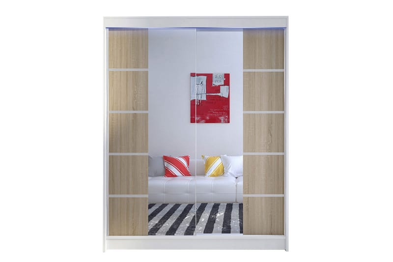 Pickering Garderobe med Speil 150x200 cm, Brun/Hvit