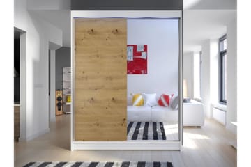 Pickering Garderobe Med Speil 150x200 cm - Hvit/Brun - Oppbevaring - Garderober & garderobesystem