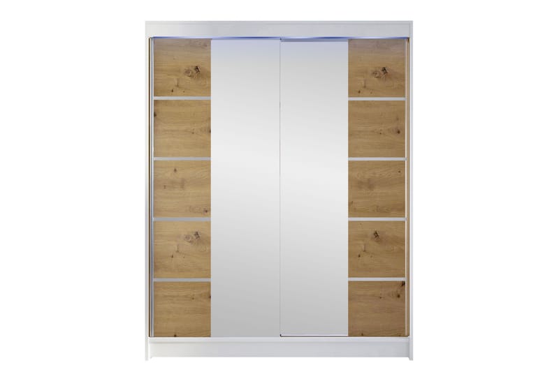 Pickering Garderobe Med Speil 150x200 cm - Hvit/Brun - Oppbevaring - Garderober & garderobesystem
