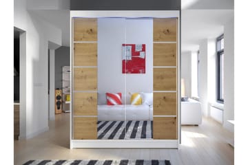 Pickering Garderobe Med Speil 150x200 cm - Hvit/Brun - Oppbevaring - Garderober & garderobesystem