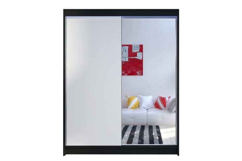 Pickering Garderobe med Speil 150x200 cm, Hvit/Svart