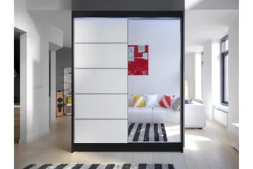 Pickering Garderobe Med Speil 150x200 cm - Svart Og Hvitt - Oppbevaring - Garderober & garderobesystem
