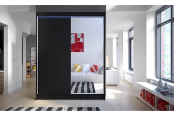 Pickering Garderobe med Speil 150x200 cm - Svart - Oppbevaring - Garderober & garderobesystem