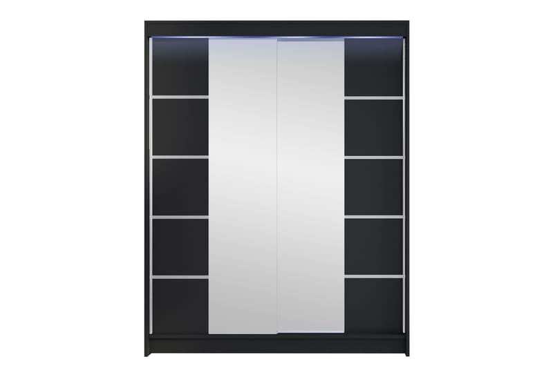 Pickering Garderobe Med Speil 150x200 cm - Svart - Oppbevaring - Garderober & garderobesystem
