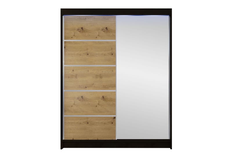 Pickering Garderobe Med Speil 150x200 cm - Svart/Brun - Oppbevaring - Garderober & garderobesystem