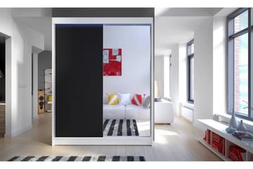 Pickering Garderobe med Speil 150x200 cm - Svart/Hvit - Oppbevaring - Garderober & garderobesystem