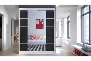 Pickering Garderobe med Speil 150x200 cm - Svart/Hvit - Oppbevaring - Garderober & garderobesystem