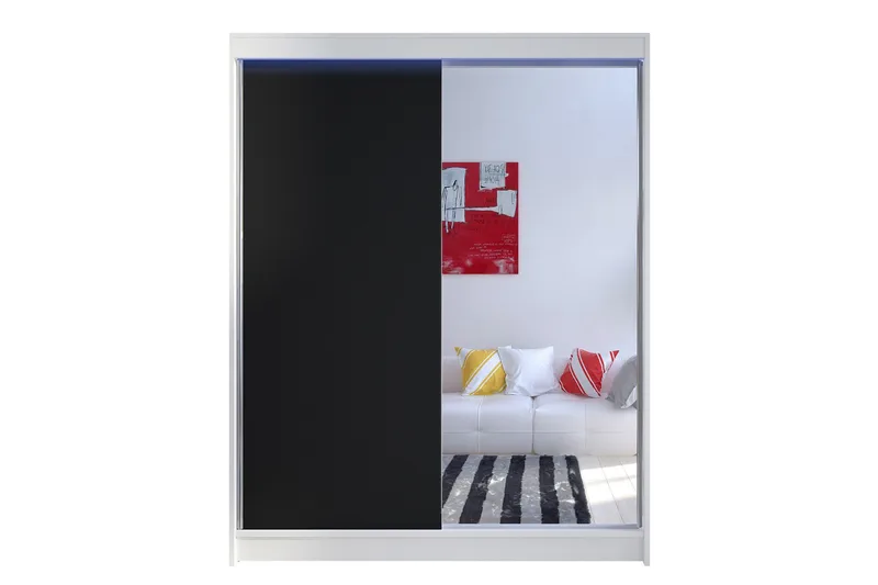 Pickering Garderobe med Speil 150x200 cm, Svart/Hvit