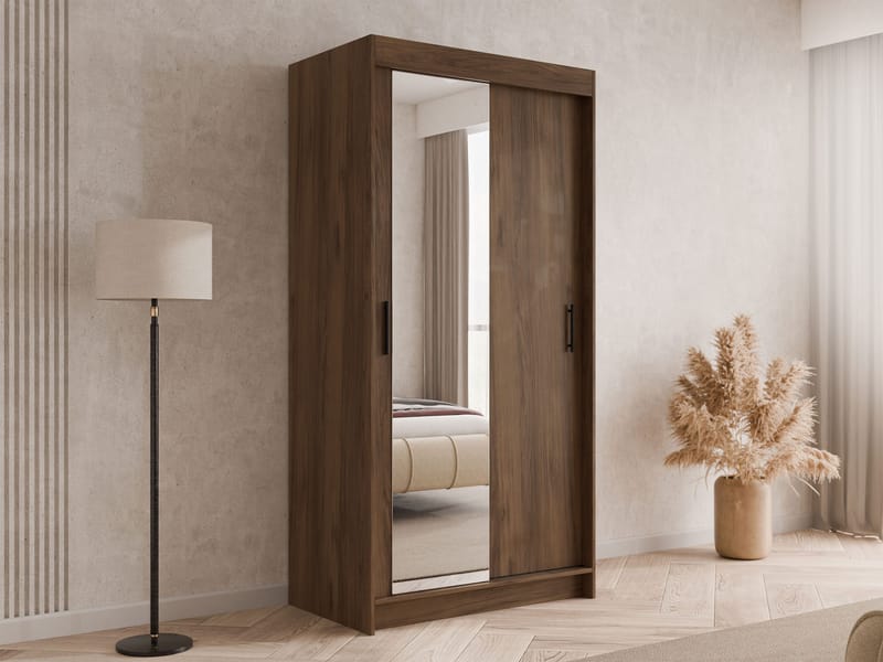 Piedras garderobe med speil 100x200 cm - Brun - Oppbevaring - Garderober & garderobesystem