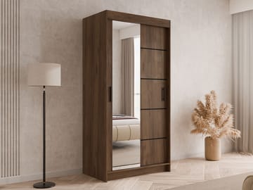 Piedras garderobe med speil 100x200 cm - Brun - Oppbevaring - Garderober & garderobesystem