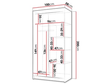 Piedras garderobe med speil 100x200 cm - Brun - Oppbevaring - Garderober & garderobesystem