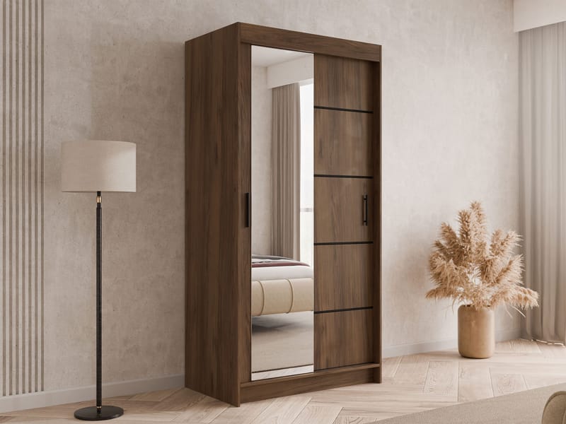 Piedras garderobe med speil 120x200 cm - Brun - Oppbevaring - Garderober & garderobesystem