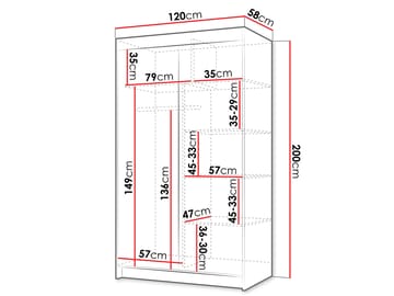 Piedras garderobe med speil 120x200 cm - Brun - Oppbevaring - Garderober & garderobesystem