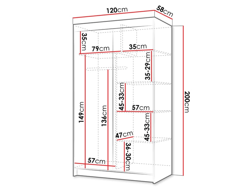 Piedras garderobe med speil 120x200 cm - Brun - Oppbevaring - Garderober & garderobesystem