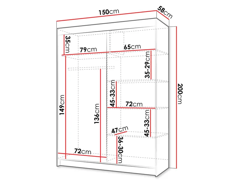 Piedras garderobe med speil 150x200 cm - Brun - Oppbevaring - Garderober & garderobesystem