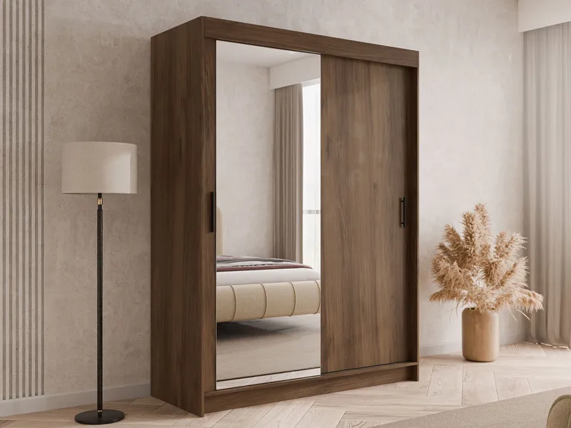 Piedras garderobe med speil 150x200 cm - Brun - Oppbevaring - Garderober & garderobesystem
