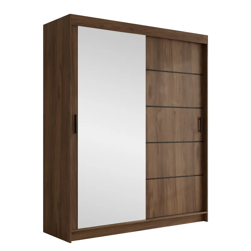 Piedras garderobe med speil 180x215 cm - Brun - Oppbevaring - Garderober & garderobesystem