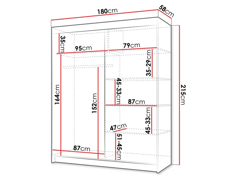Piedras garderobe med speil 180x215 cm - Brun - Oppbevaring - Garderober & garderobesystem