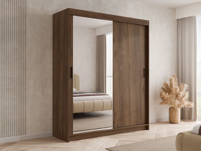 Piedras garderobe med speil 180x215 cm - Brun - Oppbevaring - Garderober & garderobesystem