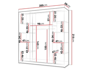 Piedras garderobe med speil 200x215 cm - Brun - Oppbevaring - Garderober & garderobesystem