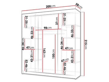 Piedras garderobe med speil 200x215 cm - Brun - Oppbevaring - Garderober & garderobesystem