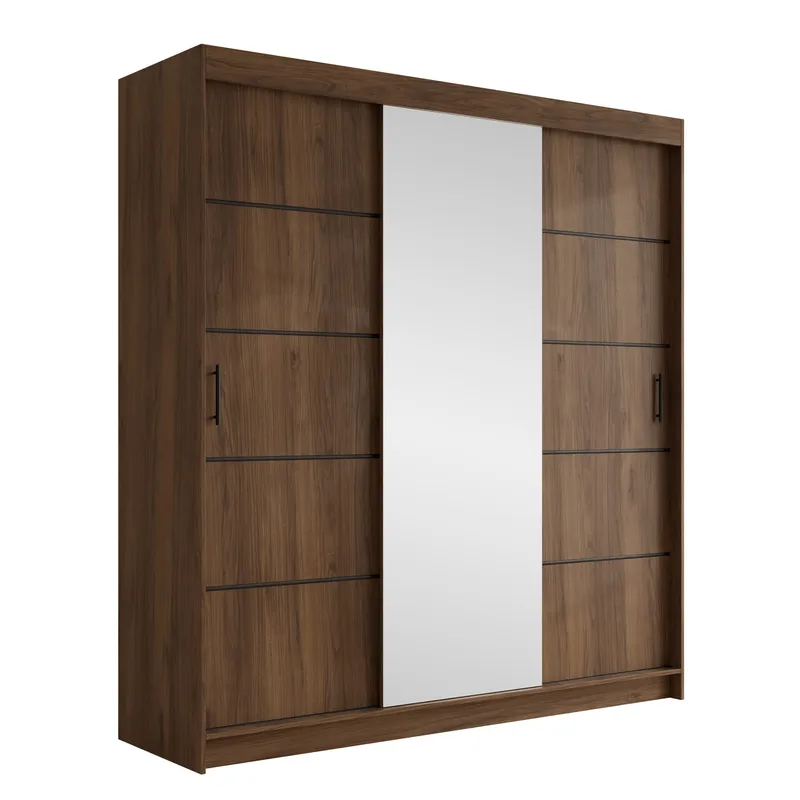 Piedras garderobe med speil 200x215 cm - Brun - Oppbevaring - Garderober & garderobesystem