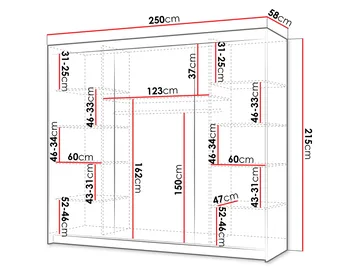 Piedras garderobe med speil 250x215 cm - Brun - Oppbevaring - Garderober & garderobesystem