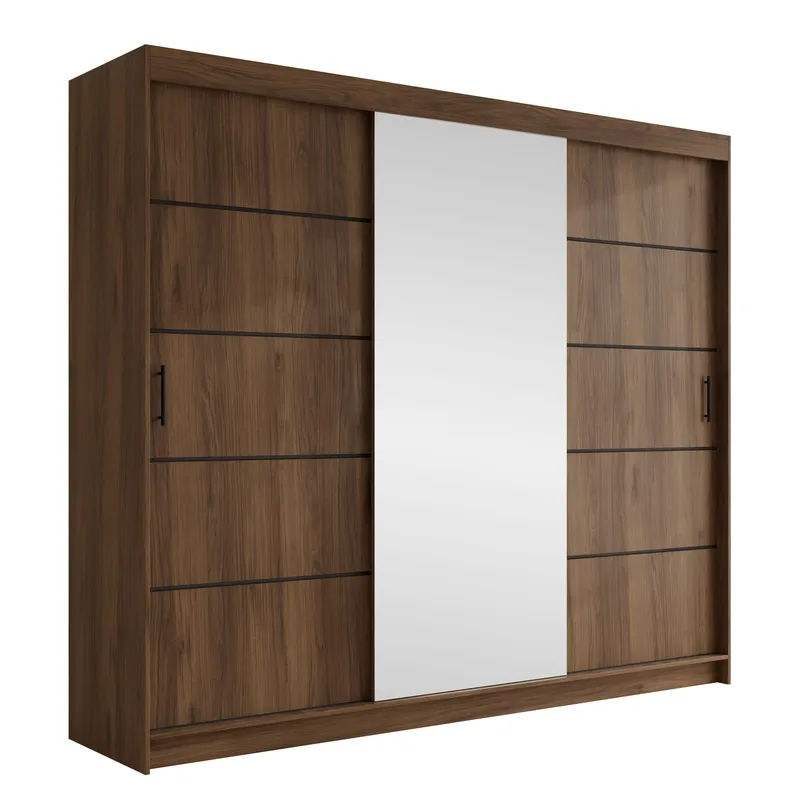 Piedras garderobe med speil 250x215 cm, Brun