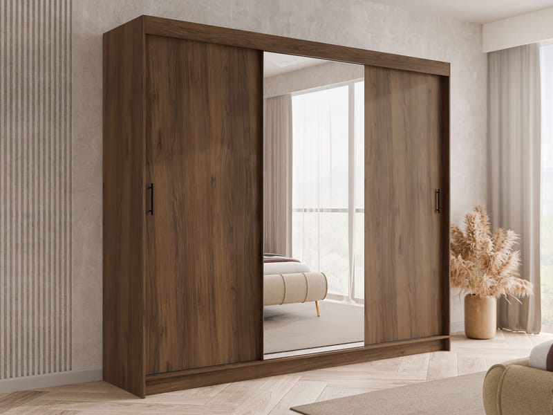 Piedras garderobe med speil 250x215 cm - Brun - Oppbevaring - Garderober & garderobesystem