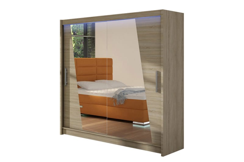 Prag Garderobe med Speil 180x215 cm, Beige