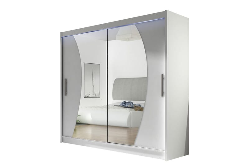 Prag Garderobe med Speil 180x215 cm, Hvit