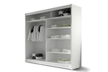 Prag Garderobe med Speil 180x215 cm - Hvit - Oppbevaring - Garderober & garderobesystem
