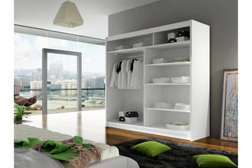 Prag Garderobe med Speil 180x215 cm - Hvit - Oppbevaring - Garderober & garderobesystem