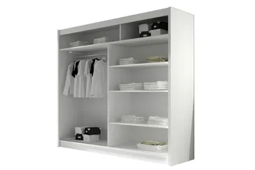Prag Garderobe med Speil 180x215 cm - Hvit - Oppbevaring - Garderober & garderobesystem