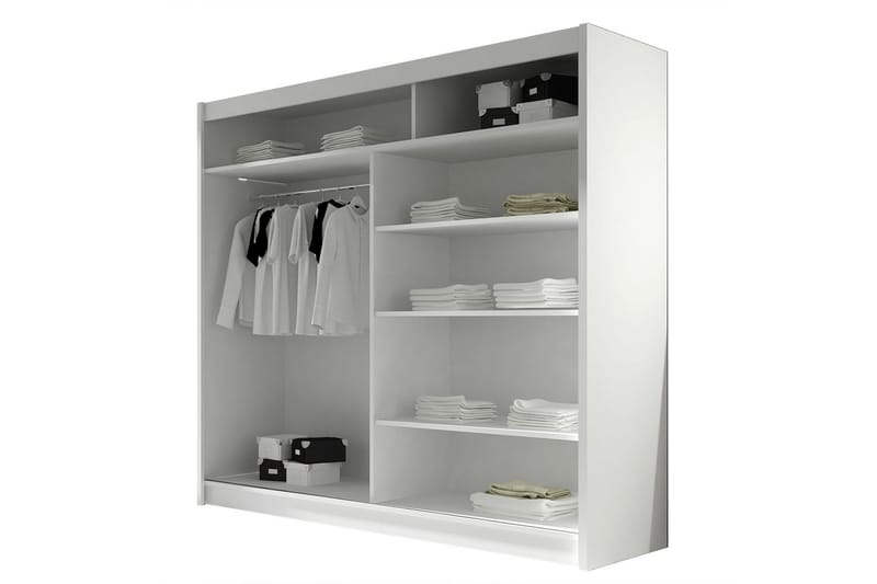 Prag Garderobe med Speil 180x215 cm - Hvit - Oppbevaring - Garderober & garderobesystem