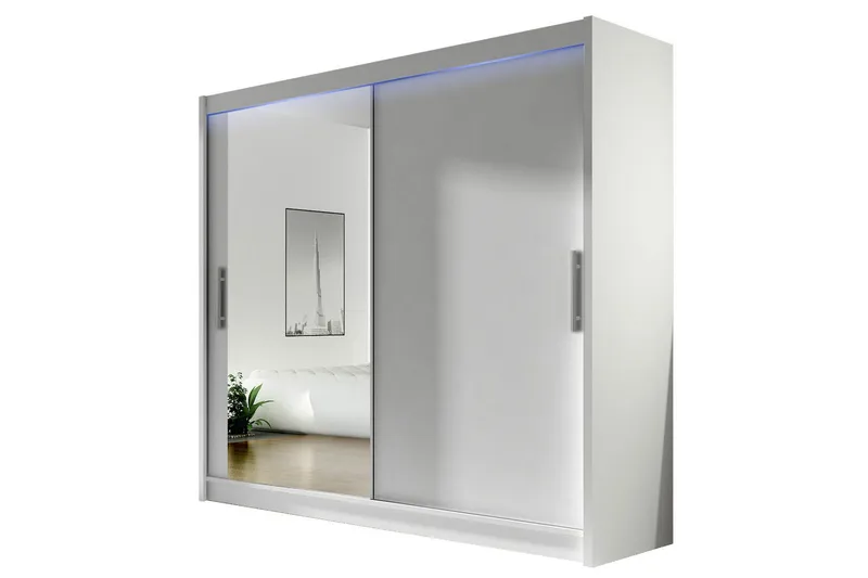 Prag Garderobe med Speil 180x215 cm, Hvit