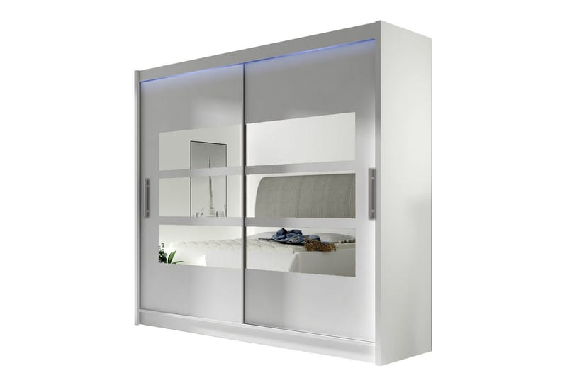 Prag Garderobe med Speil 180x215 cm, Hvit