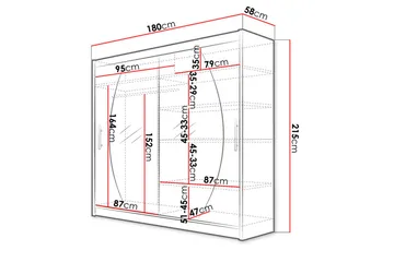 Prag Garderobe med Speil 180x215 cm - Svart - Oppbevaring - Garderober & garderobesystem