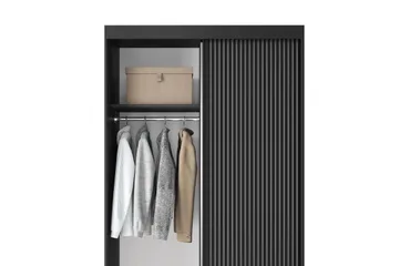 Prescco Garderobe 120 cm i Malt Tre - Sort - Oppbevaring - Garderober & garderobesystem