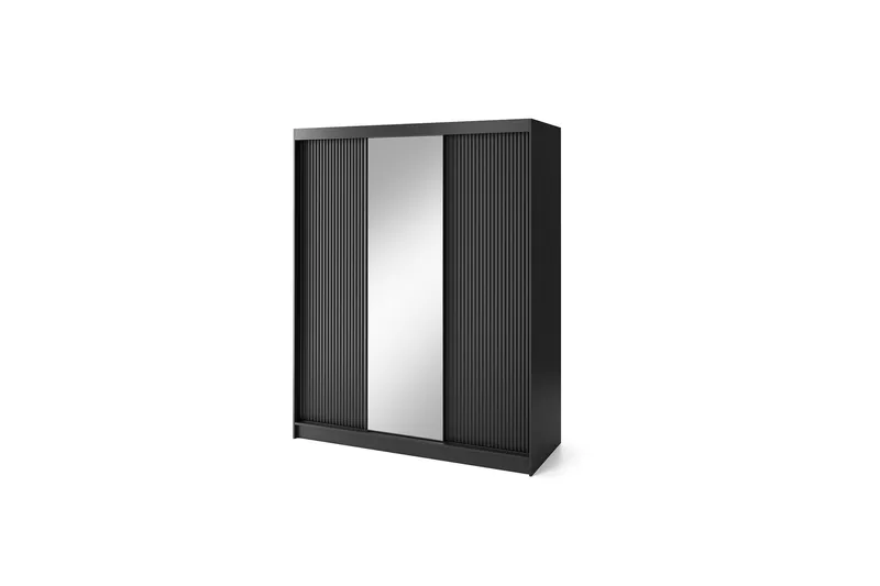 Prescco Garderobe med Speil 120 cm i Malt Tre, Sort