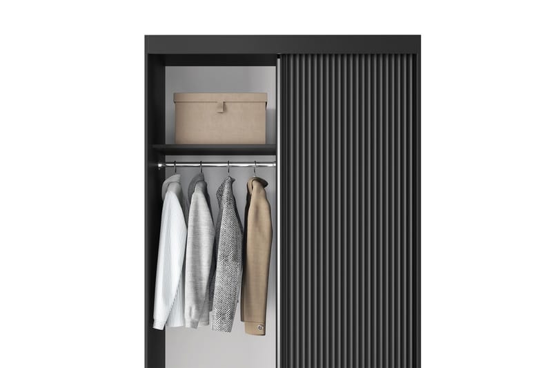 Prescco Garderobe med Speil 120x220 cm - Svart - Oppbevaring - Garderober & garderobesystem