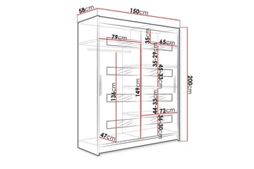 Presto Garderobeskap 150 cm i Malt Tre - Svart - Oppbevaring - Garderober & garderobesystem