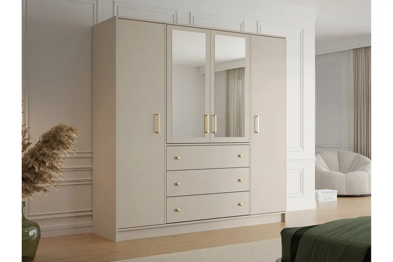 Retro Garderobe M. Speil 196x200 cm - Oppbevaring - Garderober & garderobesystem