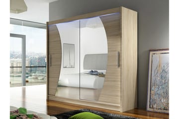 Rilievo Garderobeskap Med Speil 180x215 cm - Brun - Oppbevaring - Garderober & garderobesystem