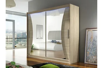 Rilievo Garderobeskap Med Speil 180x215 cm - Brun - Oppbevaring - Garderober & garderobesystem